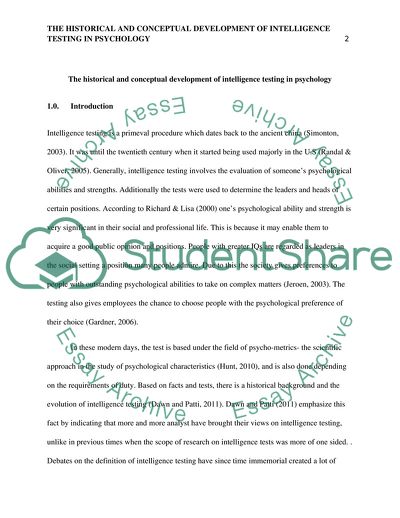 The Conceptual Development of Intelligence Testing in Psychology
