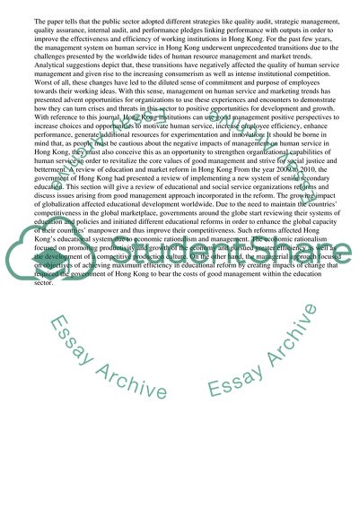 The Impacts of Managerialism on Human Service in Hong Kong