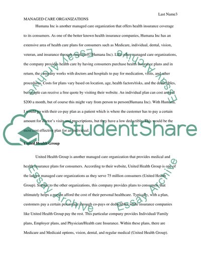 Managed care organizations