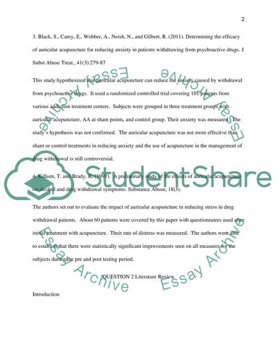 Acupuncture as an Adjunct in Drug and Alcohol Withdrawal