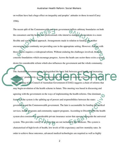 Australian Health Reform: Social Workers