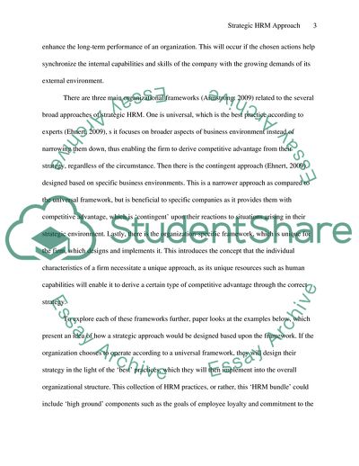 Strategic HRM Approach