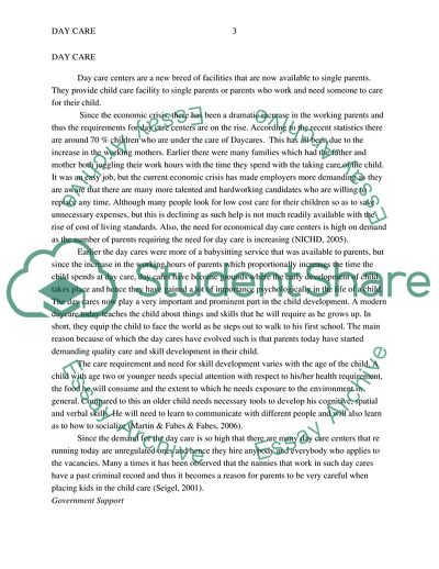 Day Care and Child Development