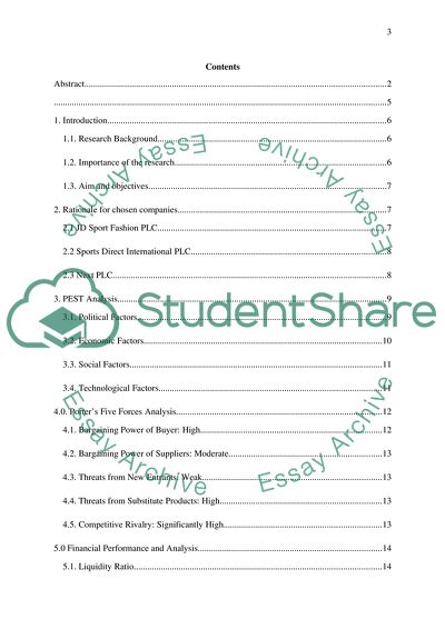 Competitive Status and Performance Study of the UK Apparel Retailer Industry