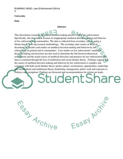 The Ethical Decision Making Process within the Law Enforcement