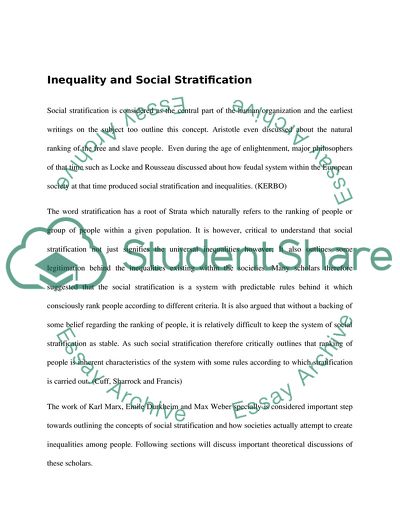 social inequality and stratification essay