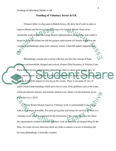 Funding of Voluntary Sector in the UK