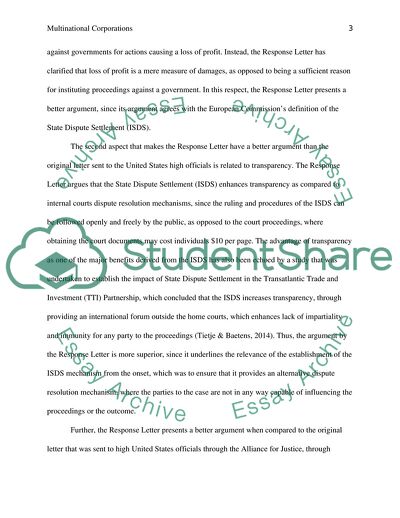 Multinational Corporations and State Dispute Settlement