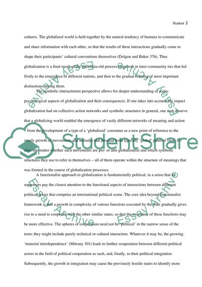 Globalization Viewed from the Theory Perspectives