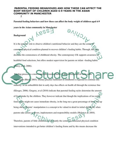 The Bodyweight of Children in the Asian Community in Manchester