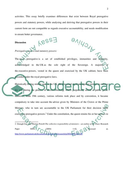 Prerogative Powers in The Context of The UK Constitution
