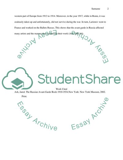 The political atmosphere which influenced the Russian avant garde