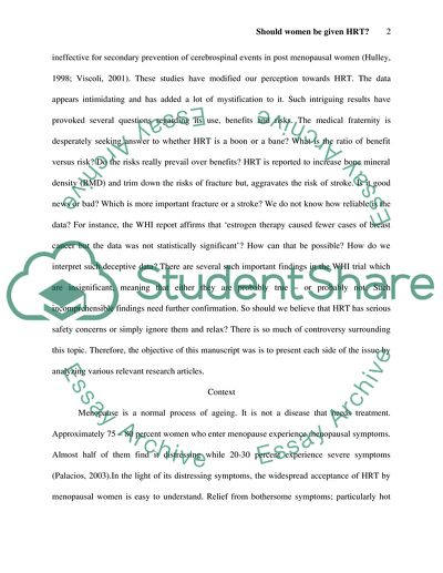 Should Women Be Given HRT