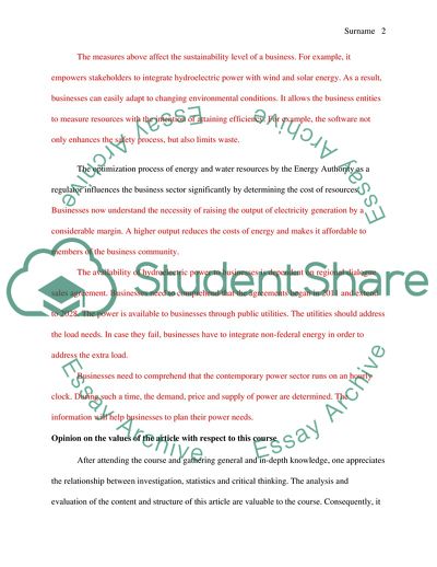 Cost of Energy to the Business Community and to Society