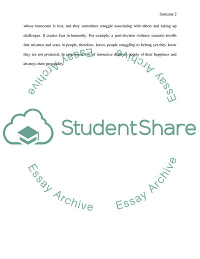 How Can the Loss of Innocence Demonstrates Struggle or Issue of History