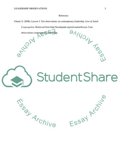 My Leadership Observations