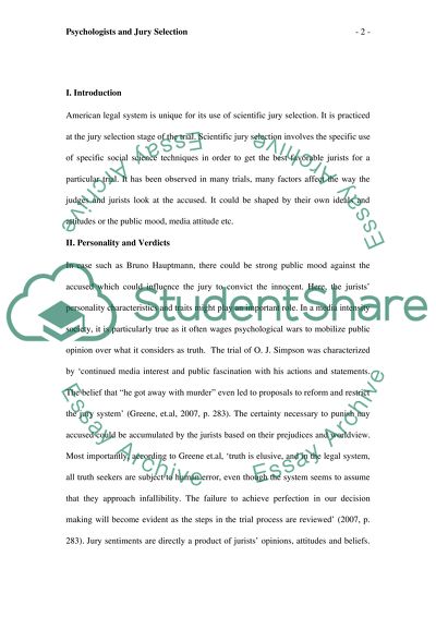 Psychologists and Jury Selection