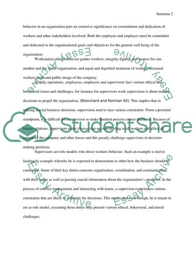 Ethical Issues in Workplace Behavior