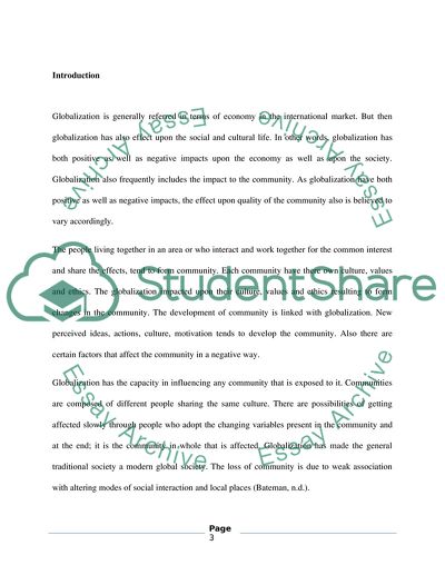 Globalization Impact over the Understanding of the Concept of Community