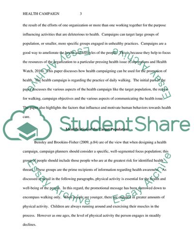 Health Campaign for a Healthy Behavior: Promoting Walking