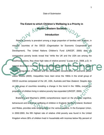 The Extent to which Childrens Wellbeing is a Priority in Modern Western Societies