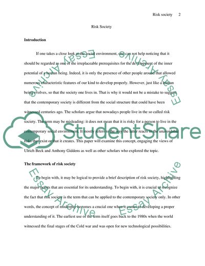 The Concept of Risk Society