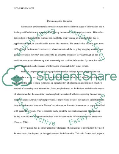 The Exercise of Searching for Information