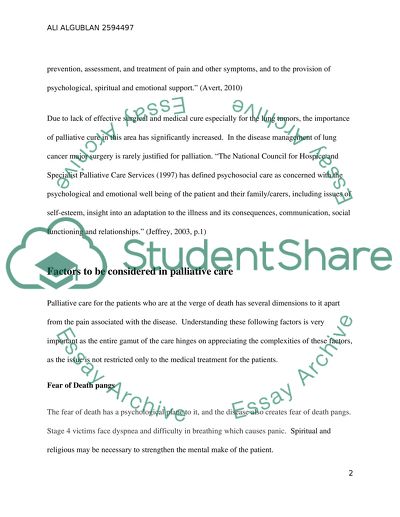 Palliative Care for Lung Cancer Patient