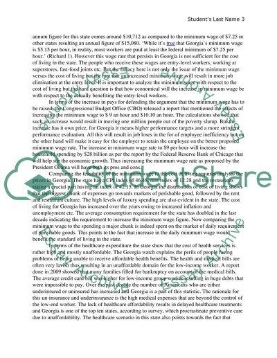 Minimum Wage Based on the Cost of Living
