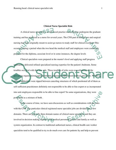 Clinical Nurse Specialist Role