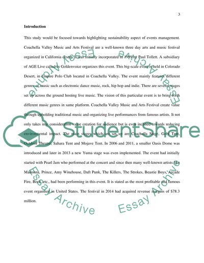 Sustainable Events Management of Coachella Valley Music and Arts Annual Festival