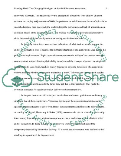 The Changing Paradigms of Special Education Assessment