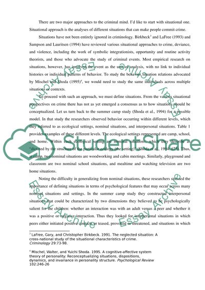 Two Treatments for the Criminal Mind - Social Approach and Situational Approaches