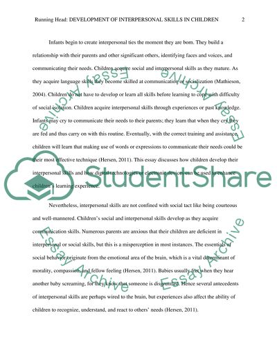 How children develop their interpersonal skills