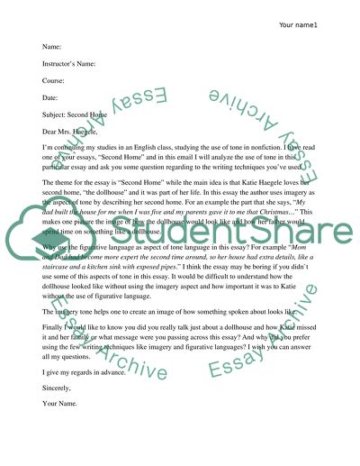 Replying to the Essay about Second Home