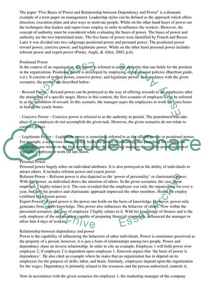 Five Bases of Power by French and Raven