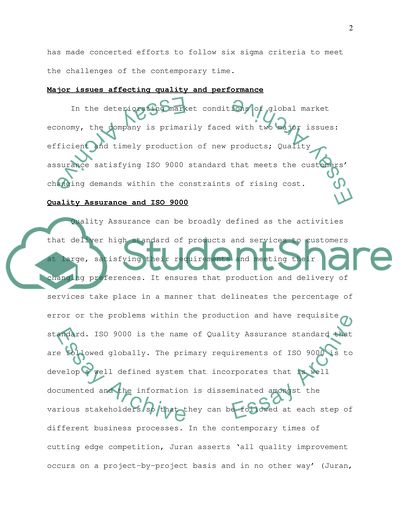 Quality Assurance - Ford Motor Company