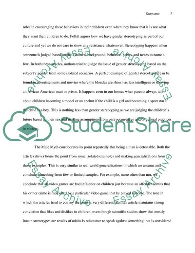 Male Problem in Gender Stereotypes