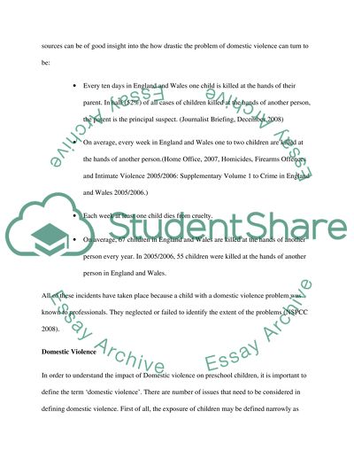 Impact of Domestic Violence against Children