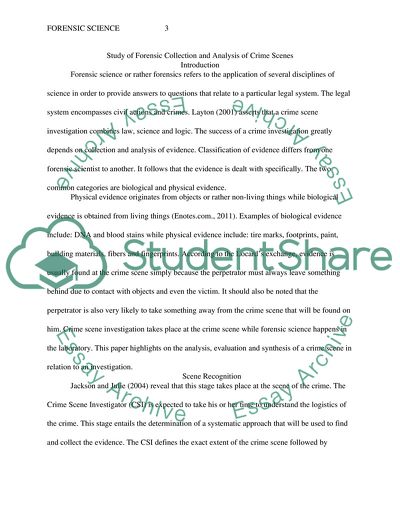 Forensic Science(Subject) Study of Forensic Collection and Analysis of Crime Scenes