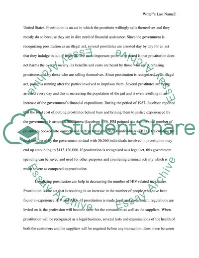 Argument Assignment- why prostitution should be legal in the U.S