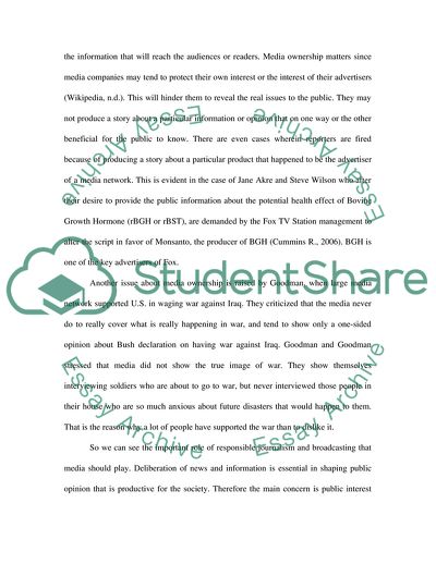 The Concentration of Media Ownership