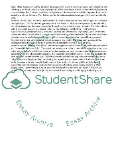 Self-Assessment by using the Self-Assessment Theories