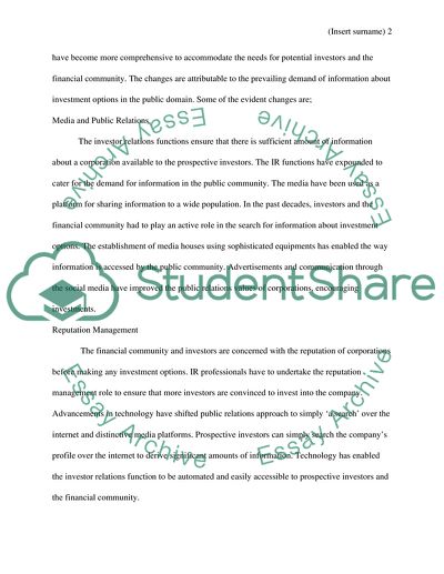 Information Technology of Investor Relations Function
