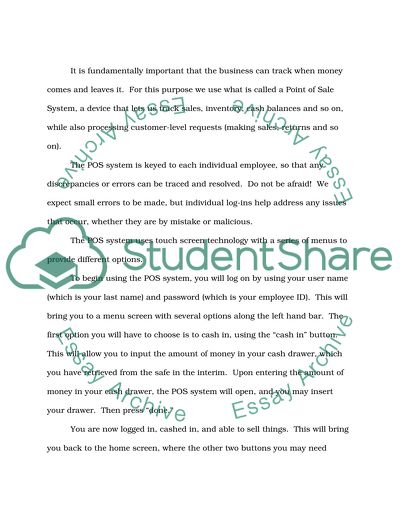 Operating the Point of Sale System: Basics