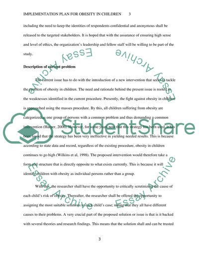 Developing Implementation Plan Obesity in Children