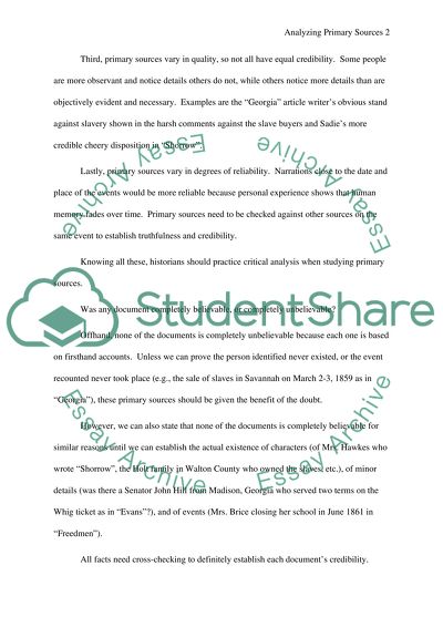 Analyzing Primary Sources