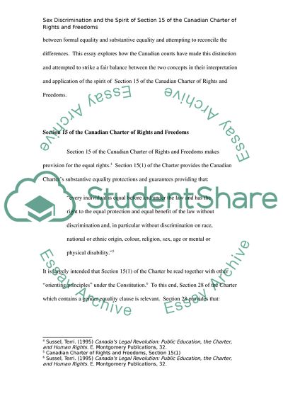 Sex Discrimination and the Spirit of Section 15 of the Canadian Charter of Rights and Freedoms