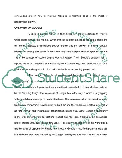 Organizational Design of Google: Approaches and Applications