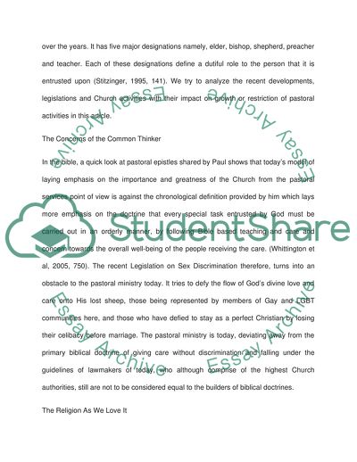 Church Pastoral Ministry - Legal Discrimination Poses New Challenges